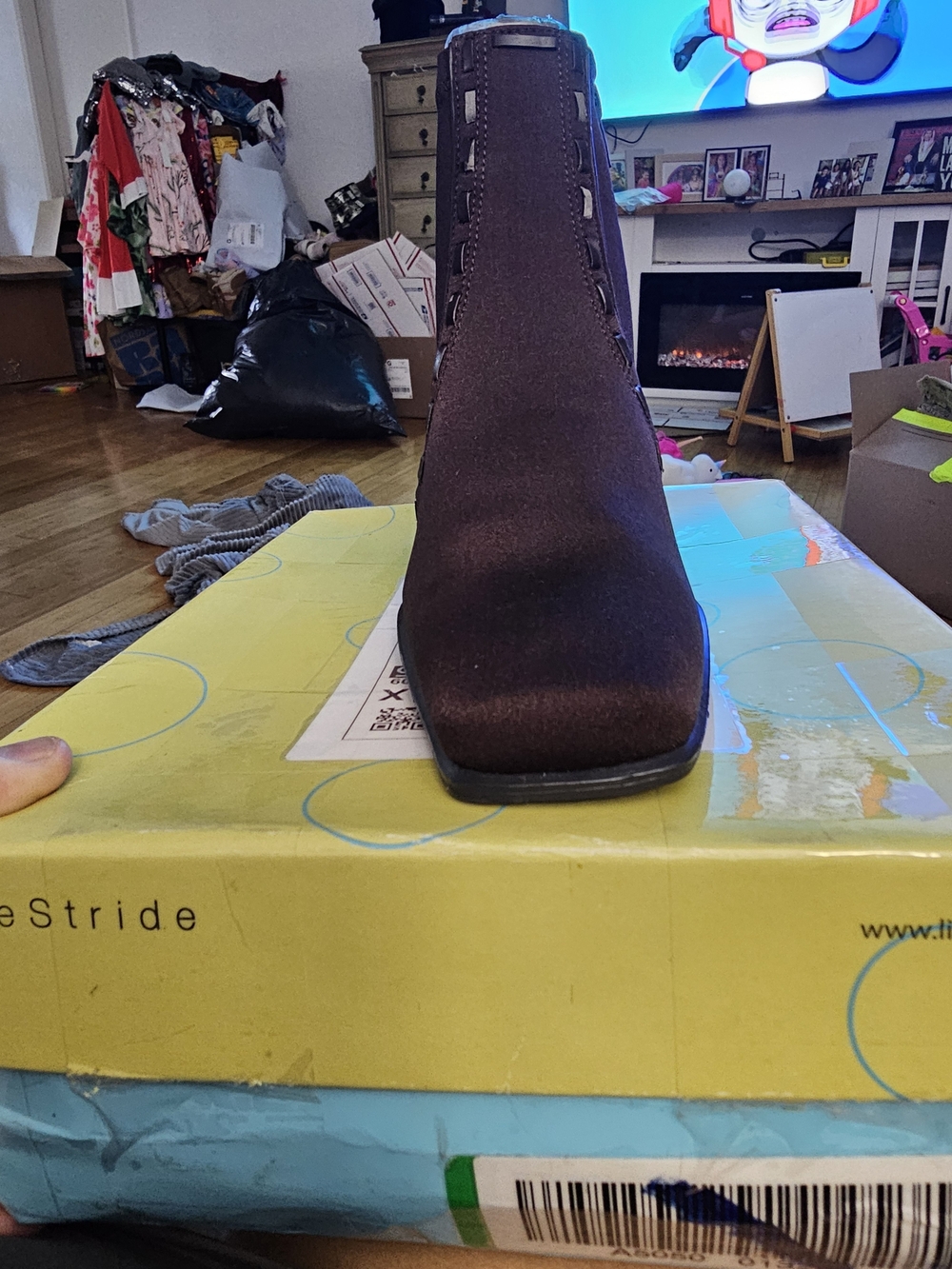 Life Stride Burgundy Square-Toe Ankle Bootie